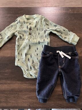 Carter's Sage Green Woodland Ribbed Baby Bodysuit